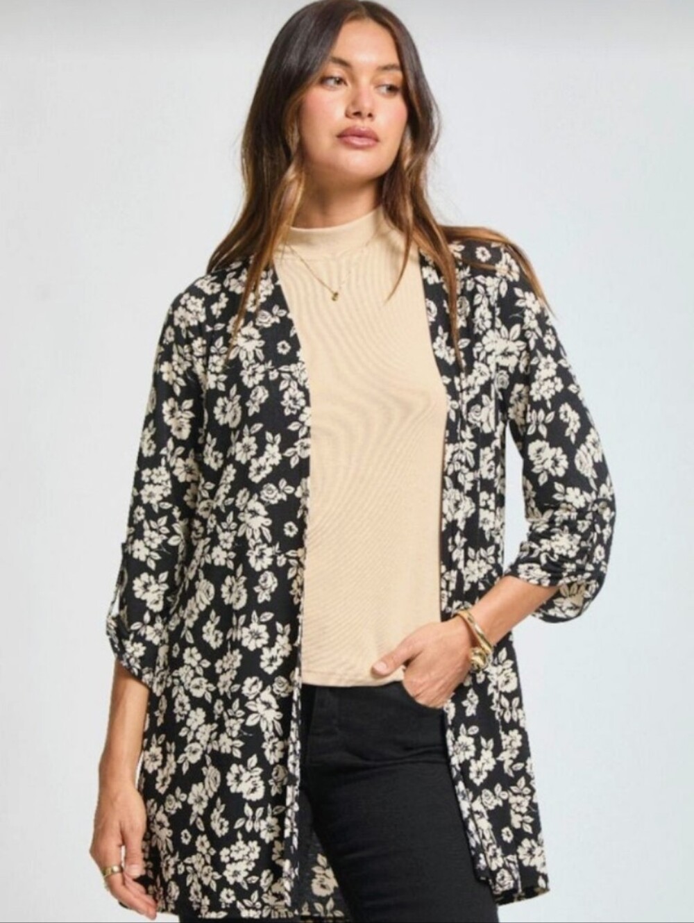 NWT Dear Scarlet 3/4 Sleeve Open Front Cardigan, Large (Sizing Like XL 16/18)